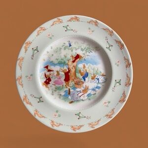 Royal Doulton Bunnykins Baby Cereal Plate Picnic Bunnies English Fine Bone China